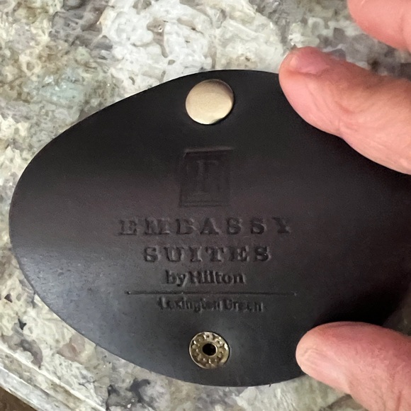 Two Brown Leather & Brass Cord Organizers - Embassy Suites, Lexington Green - Picture 3 of 3